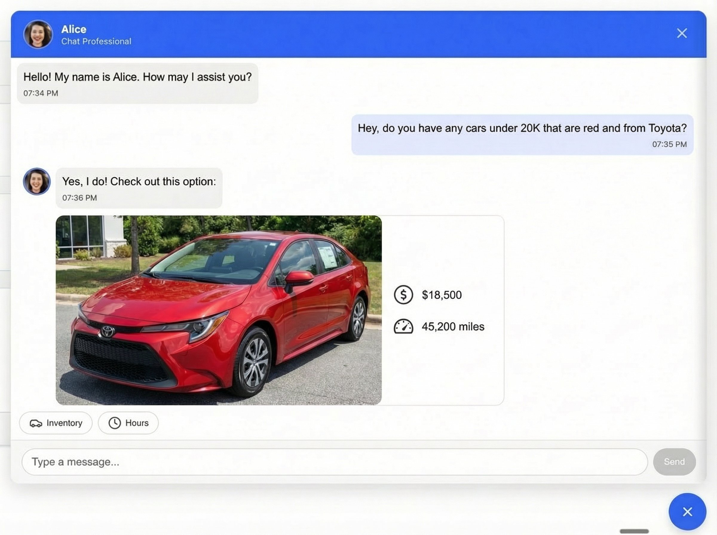 DealerProEdge chat messaging interface